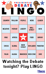 When a candidate utters the buzzword, cross it out. First player to get five across, up and down or diagonally wins (same rules as Bingo).